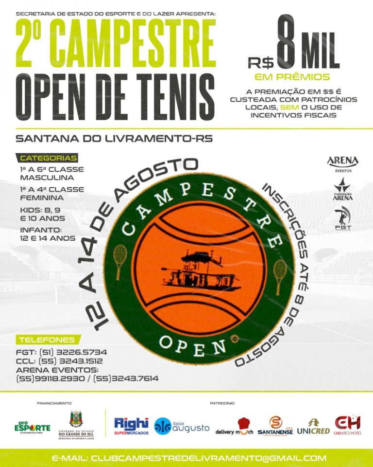 2º Campestre Open de Tênis começa nesta sexta-feira