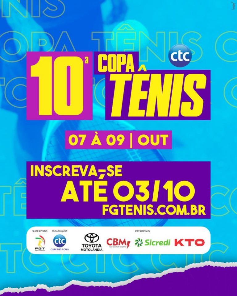 Abertas as inscrições para a 10ª Copa CTC de Tênis