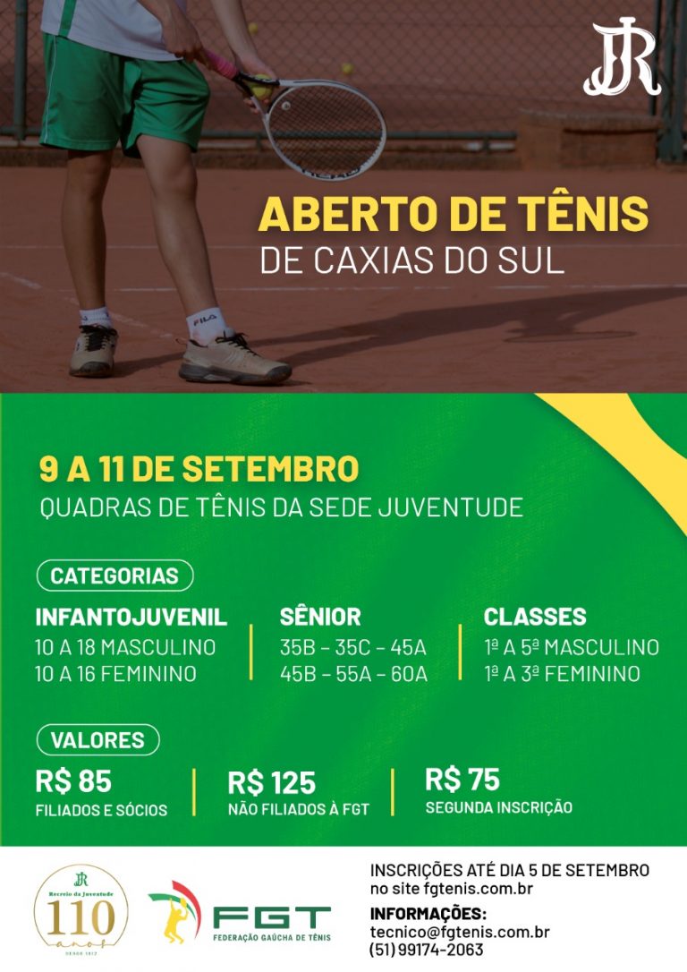Aberto de Tênis de Caxias do Sul segue com inscrições abertas até a próxima segunda-feira