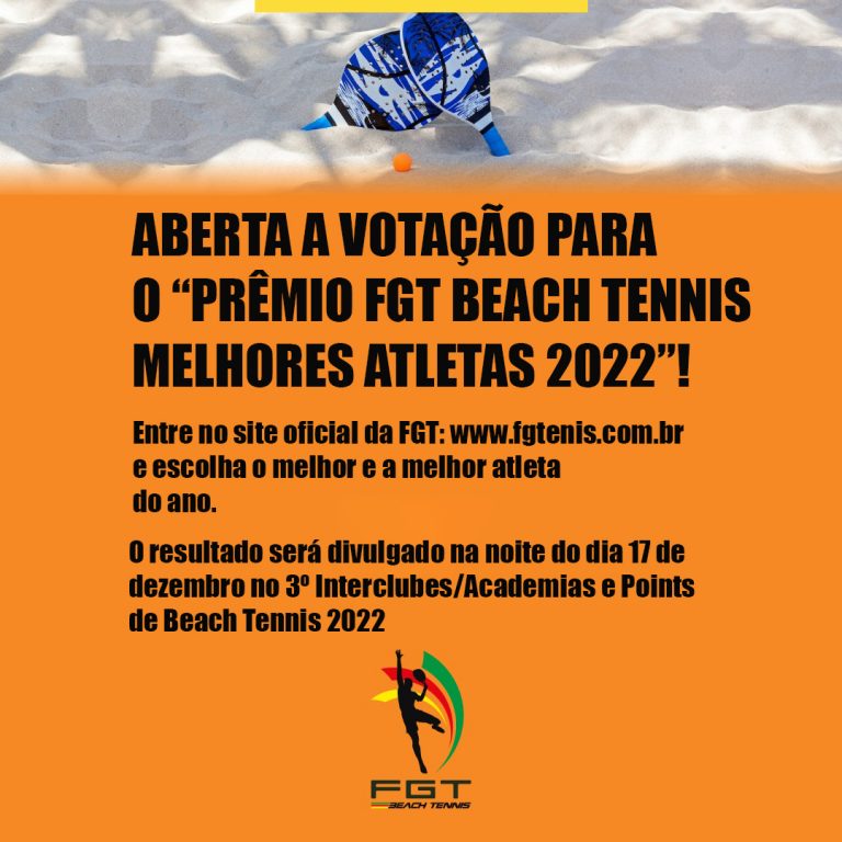 Aberta a votação Prêmio FGT Beach Tennis melhores atletas 2022