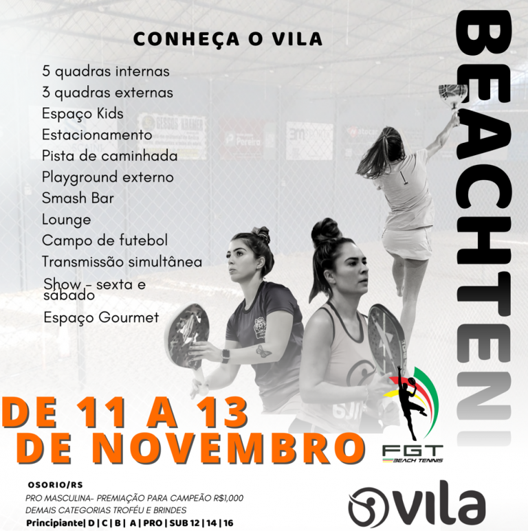 Inscrições para o I Open VILA Beach Tennis encerram nesta segunda-feira